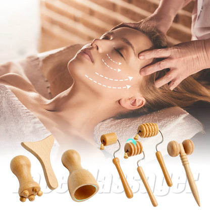 Facial Lifting Stick Wrinkle Remover Wooden Face Spa Massager Guasha Face Slimming Massage Roller Wood Therapy Gua Sha Массажер